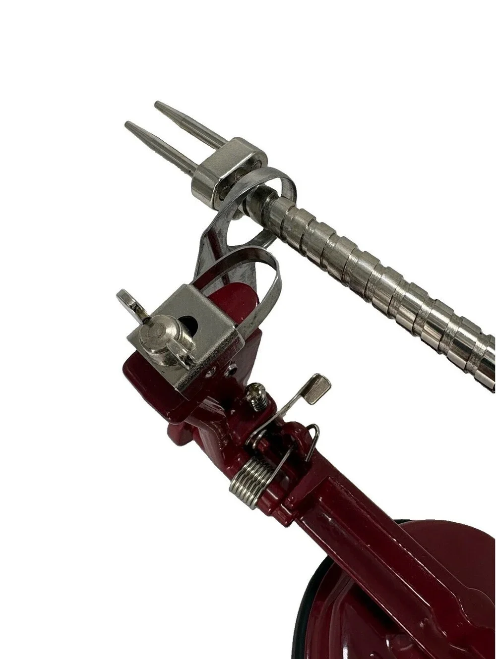 Back To Basics “Peel Away” Apple Peeler Corer Slicer Red Hand Crank With Box